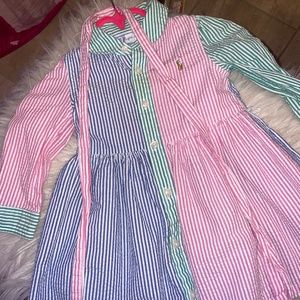 Ralph Lauren Polo Pastel Colored Dress, Infant Size, 9 Months, Seersucker